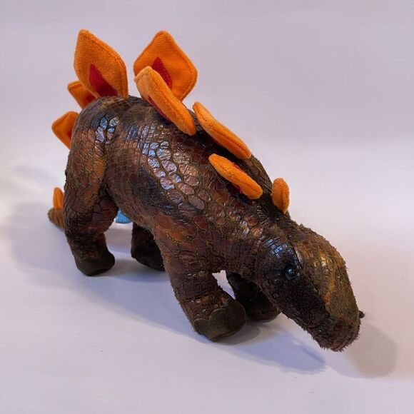 Douglas Plush Stegosaurus Dinosaur Stuffed Animal Red Brown Orange 11” long GUC - Picture 5 of 9